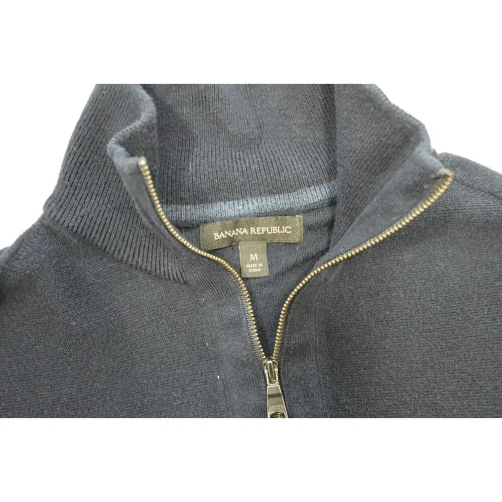 Banana Republic 1/4‎ Zip Neck Sweater Dark Blue Cotton Blend Casual Mens Medium